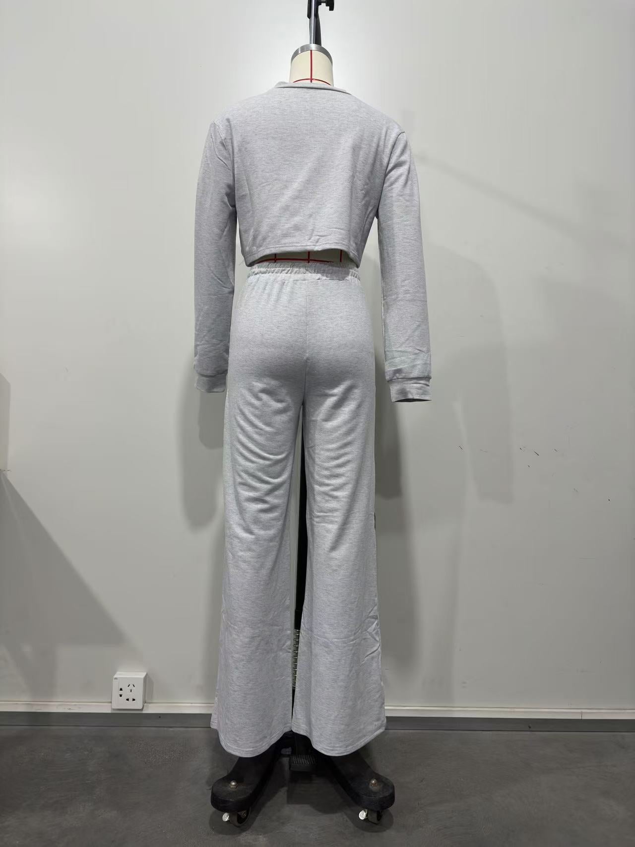 Autumn And Winter Women's Casual Sports Patchwork Loose Straight Wide-Leg Pants 10