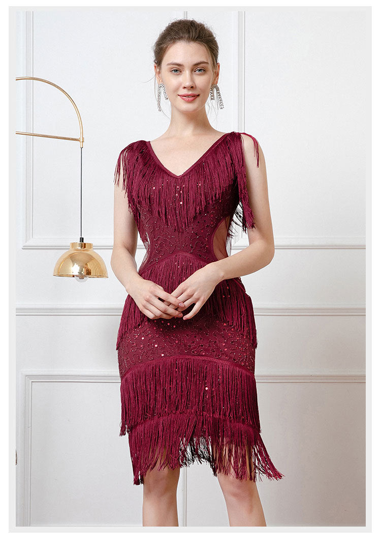 Tassel Sequin Sexy Cocktail Party Dress 13