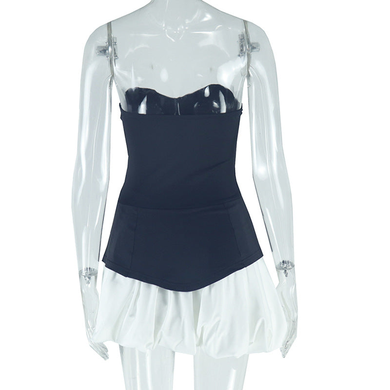 Women Solid Sexy Sleeveless Backless Casual Patchwork Dress 5