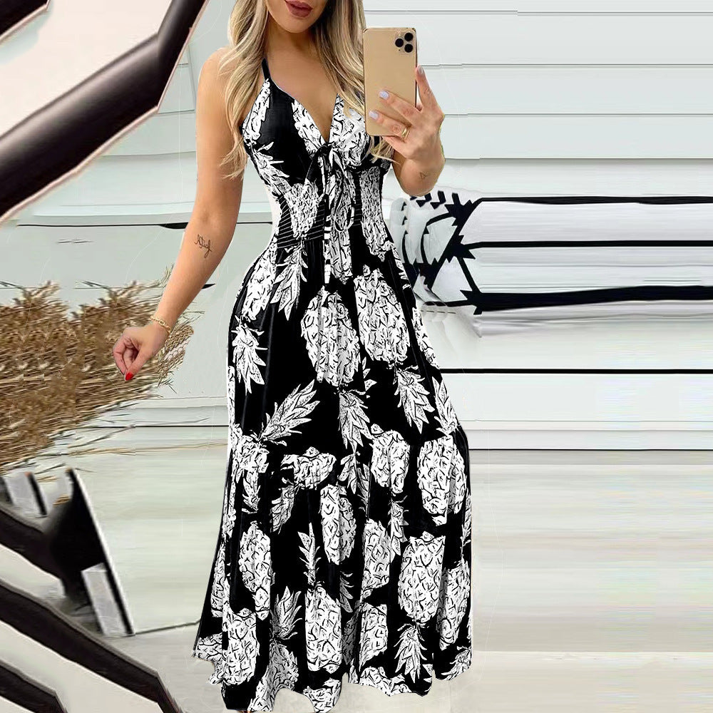 Halter Neck Strapless High Waist Printed Long Sexy Women's Dress 13