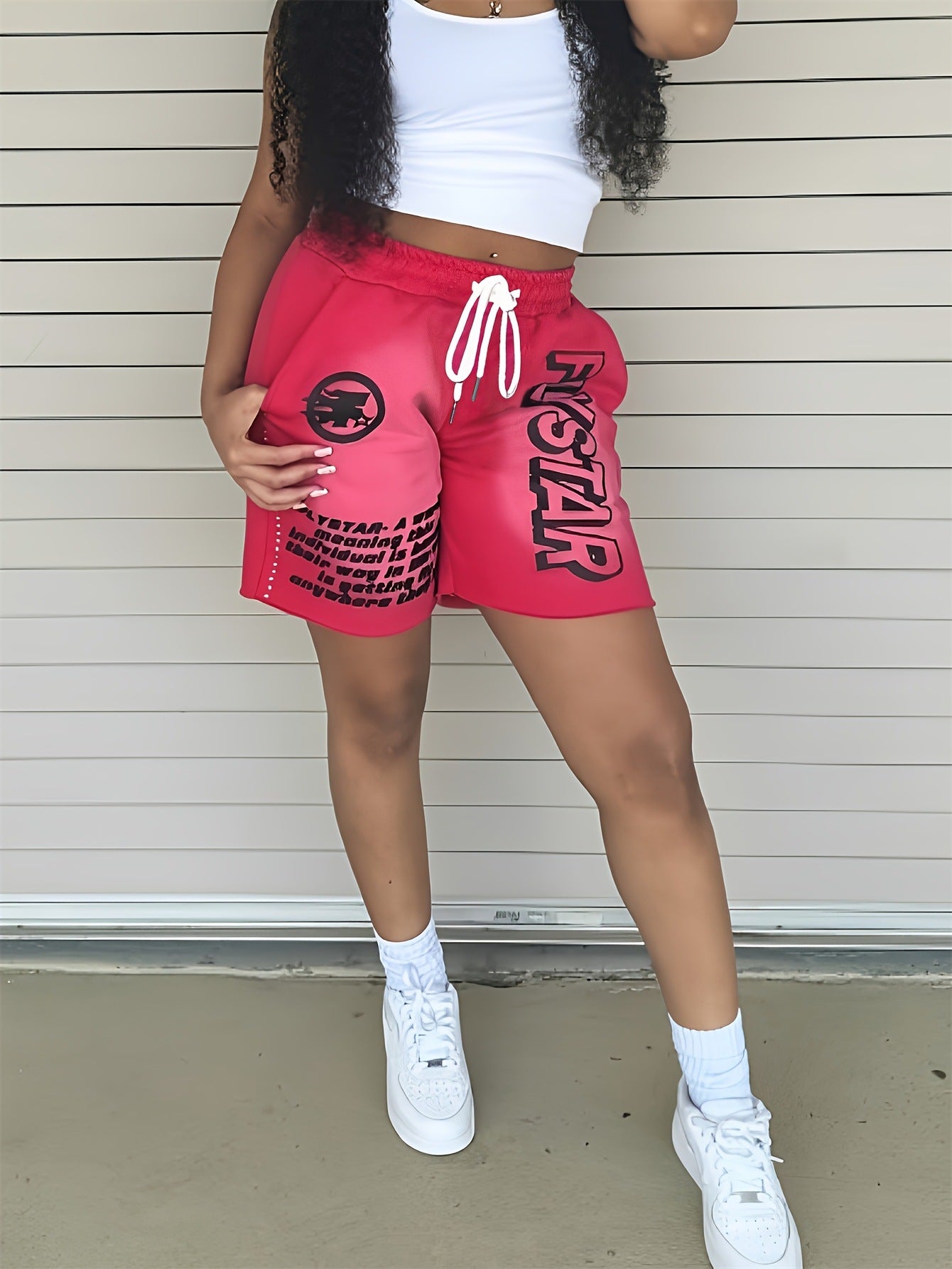 Women Spring Summer Letter Print Casual Shorts 3