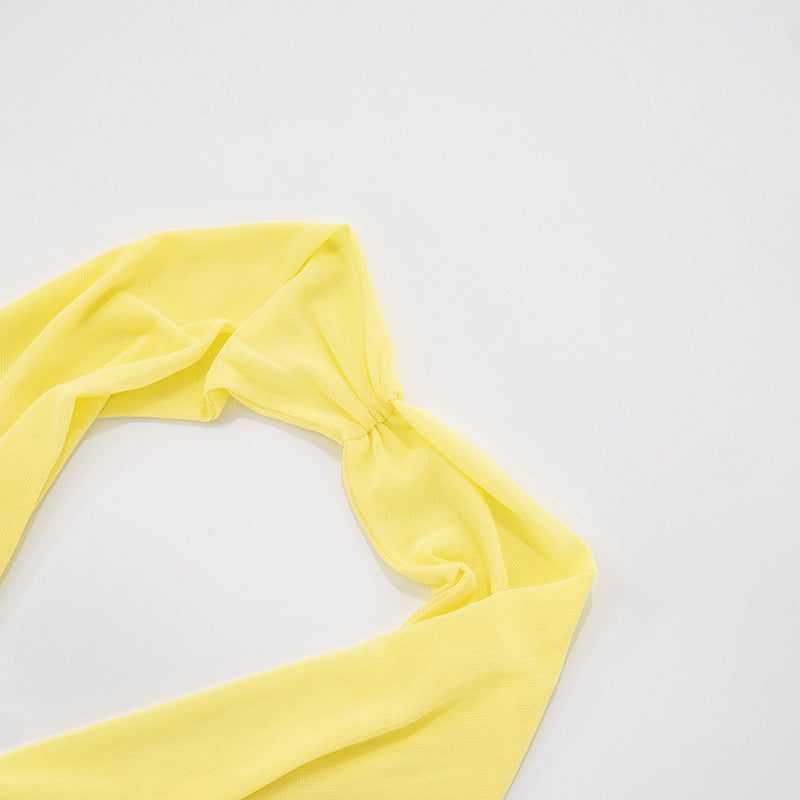 Women Sexy Mesh Halter Neck Swinging Neck Large Backless Gathered Bodycon Dress 11