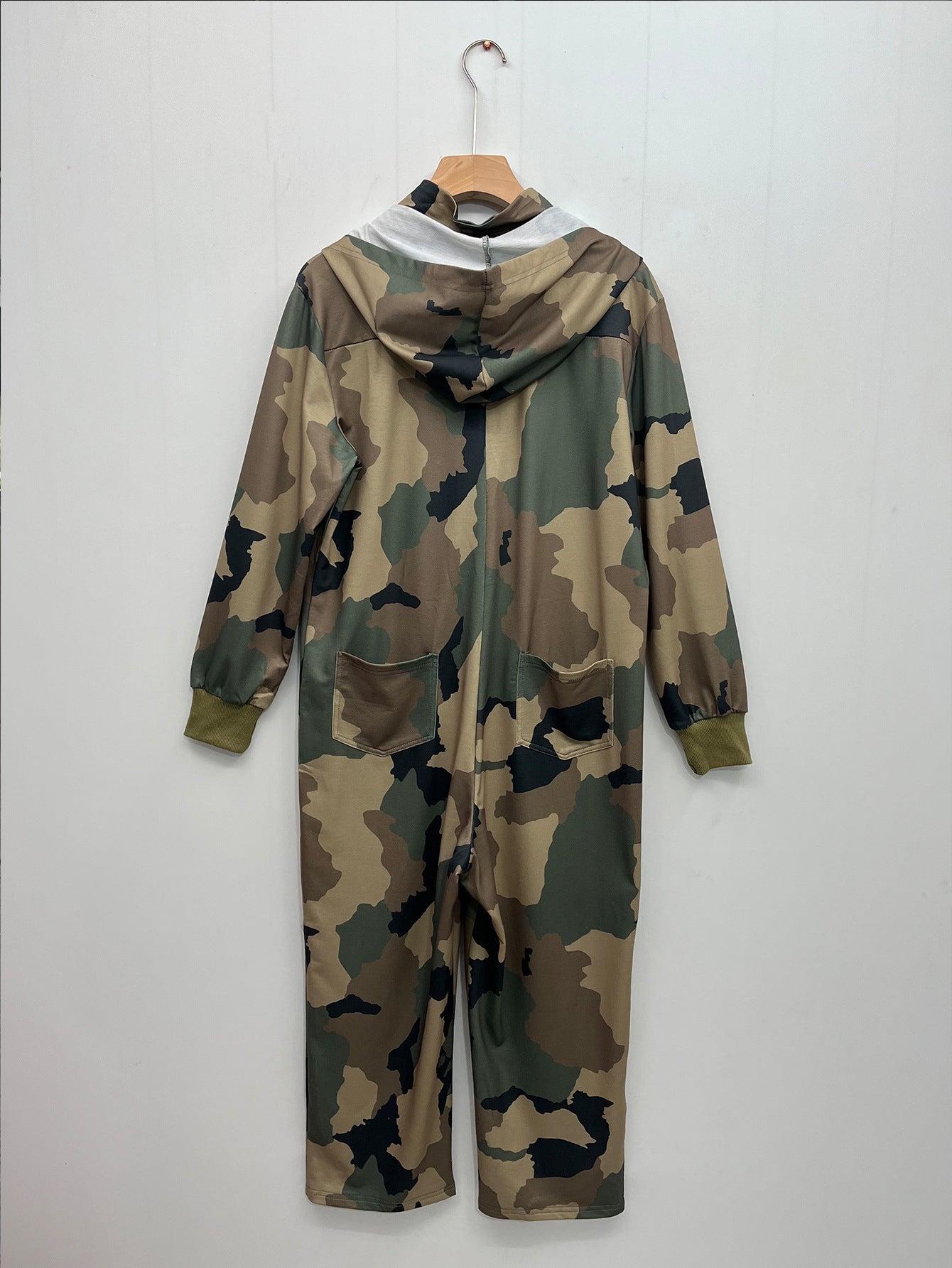 Women's Casual Fashion Multi-Pocket Zipper Camouflage Jumpsuit 12