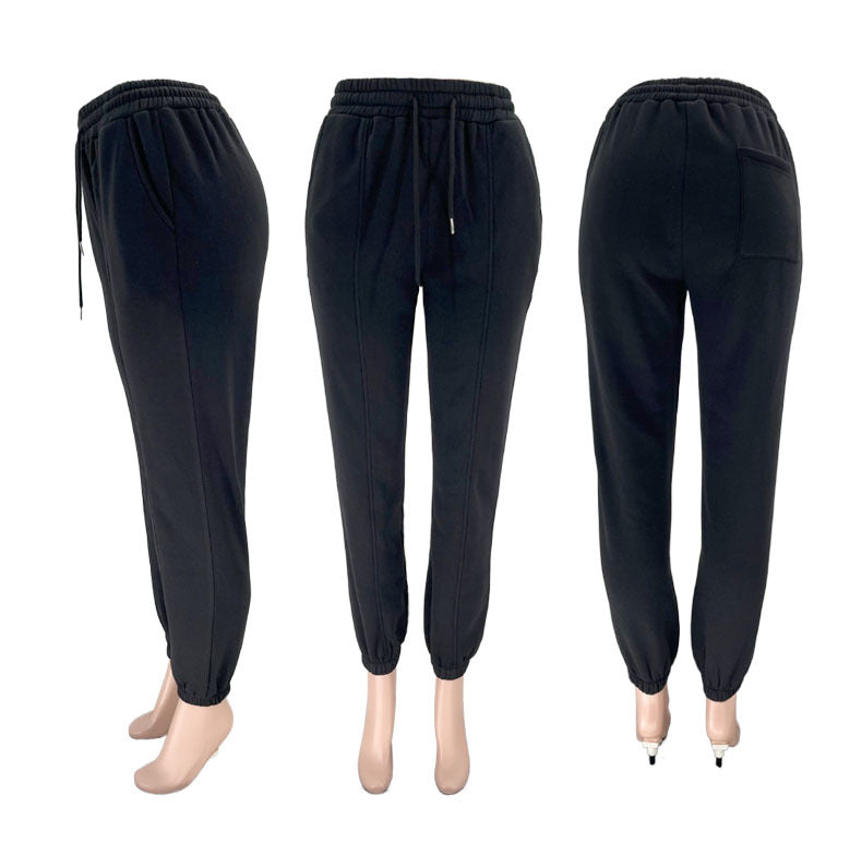 Women Autumn and Winter Solid Hoodies and Casual Hoodies Two-piece Set 21