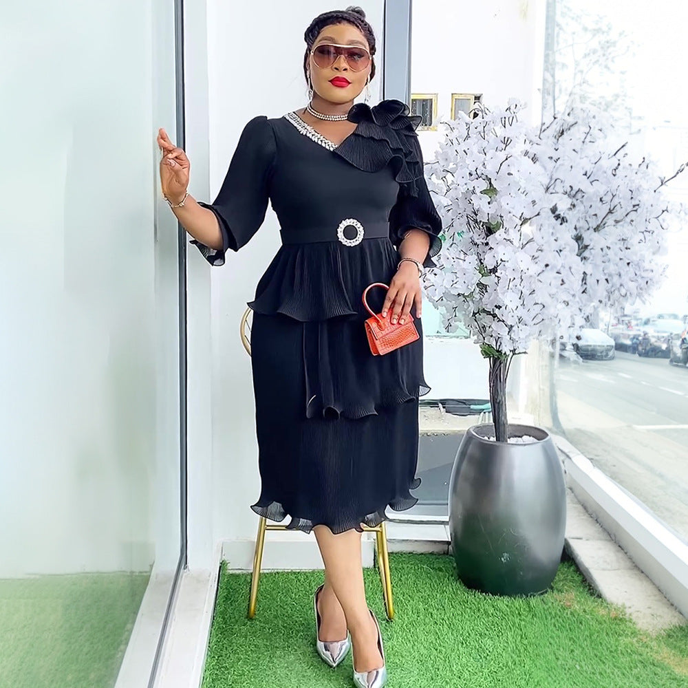 Elegant Formal Party Pleated Dress