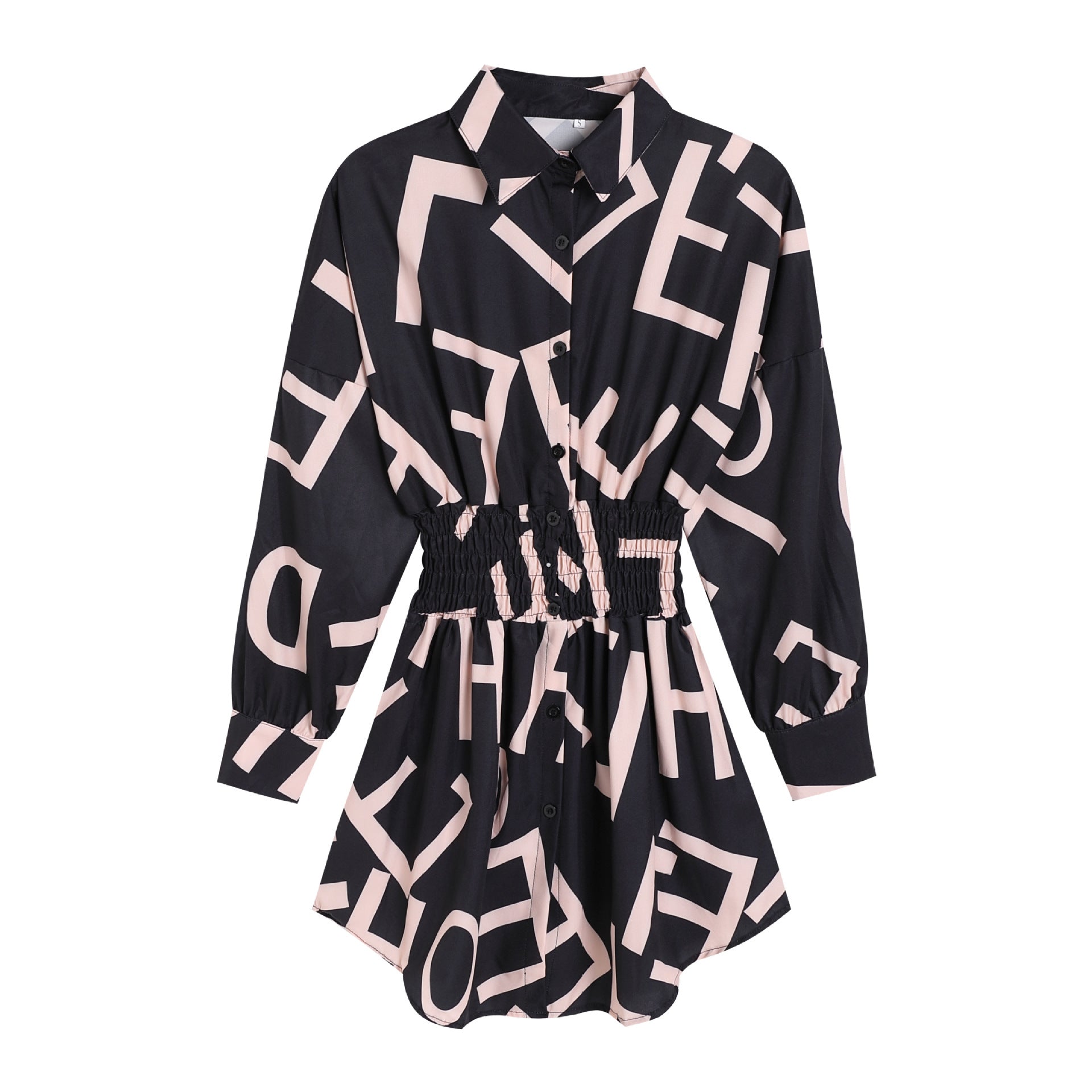 Women print pleated long-sleeved shirt 11