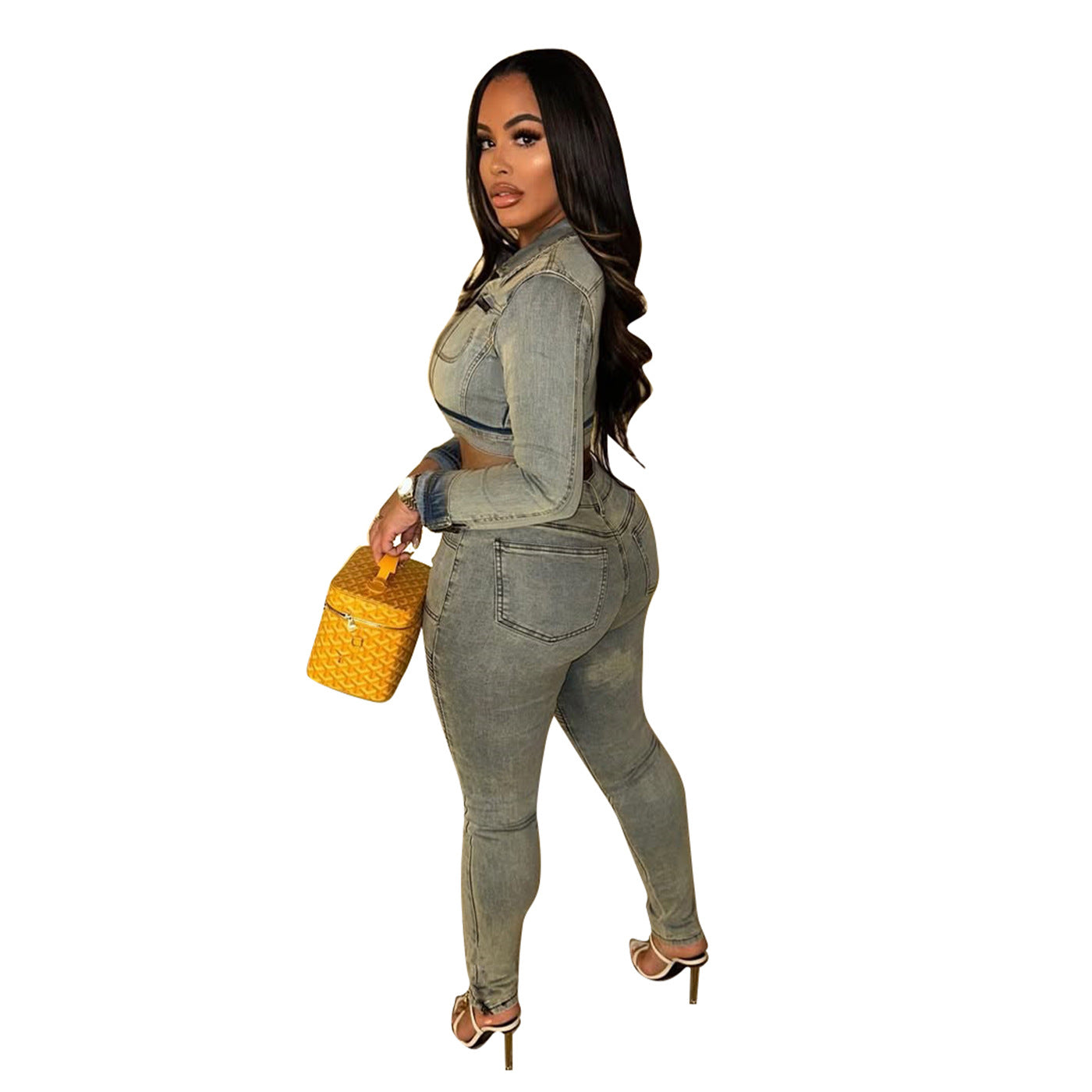 Women Stretch Long-Sleeved Top and Two-Piece Pants 10