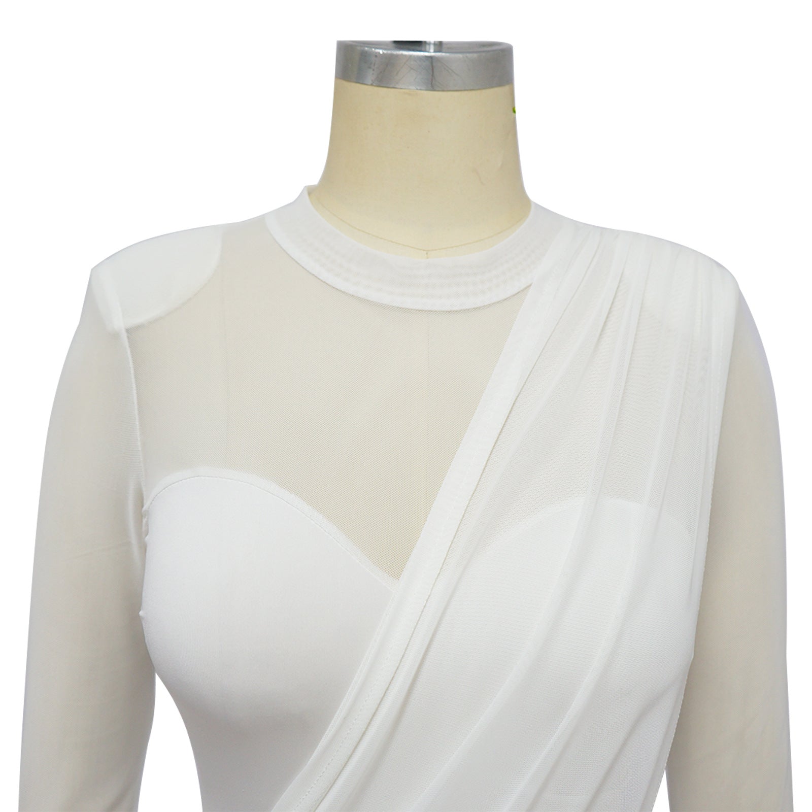 Women's mesh patchwork see through patch Slim Waist dress 17