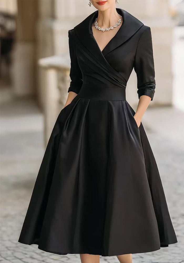 Women's Chic Slim Waist Elegant Long Sleeve Long Dress