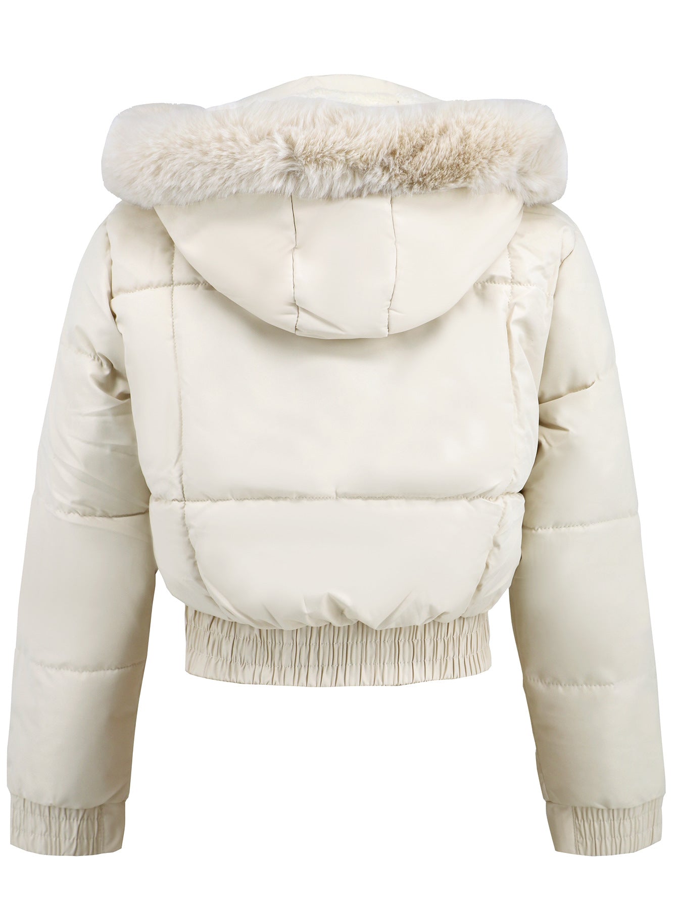 Women's Autumn Winter Short Slim Waist Cotton-Padded Coat Casual Fur Collar Hooded Jacket 17