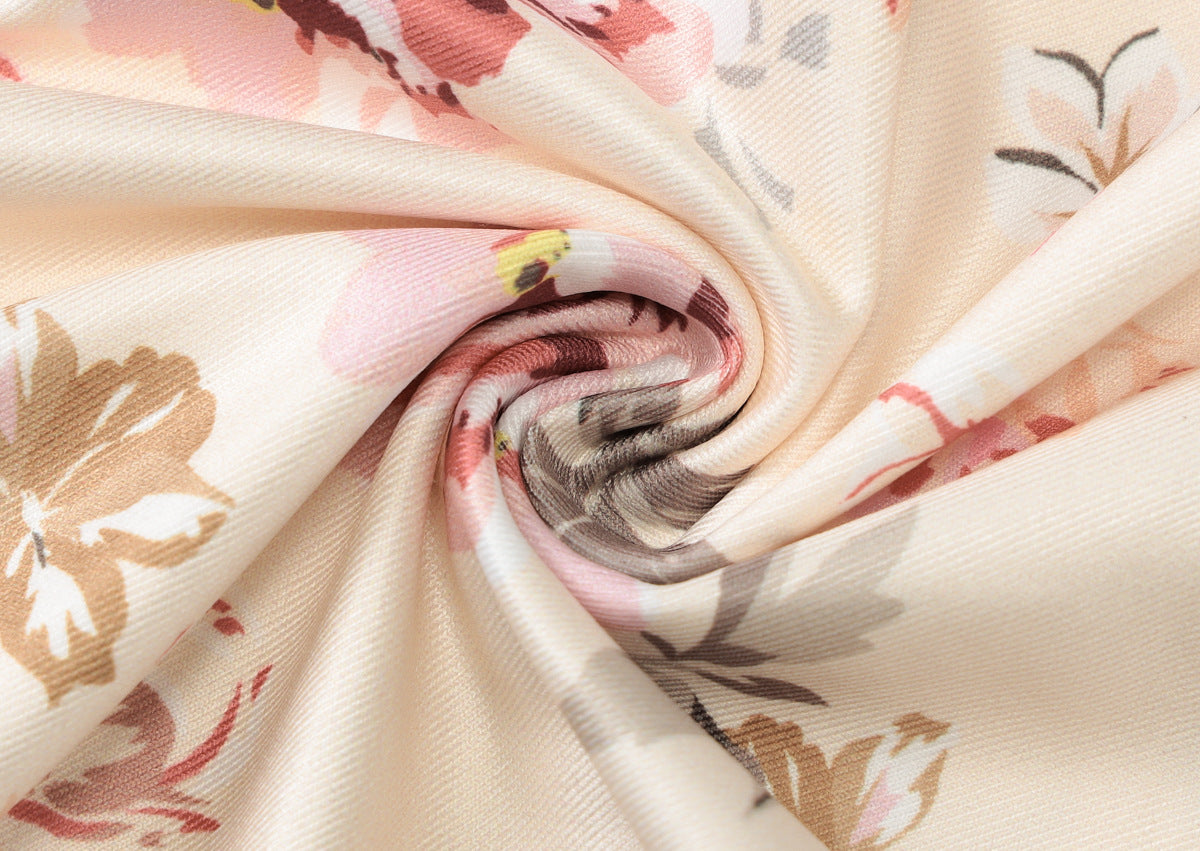 Spring Sexy Low Cut U-Neck Flower Print Slit Strap Dress 14