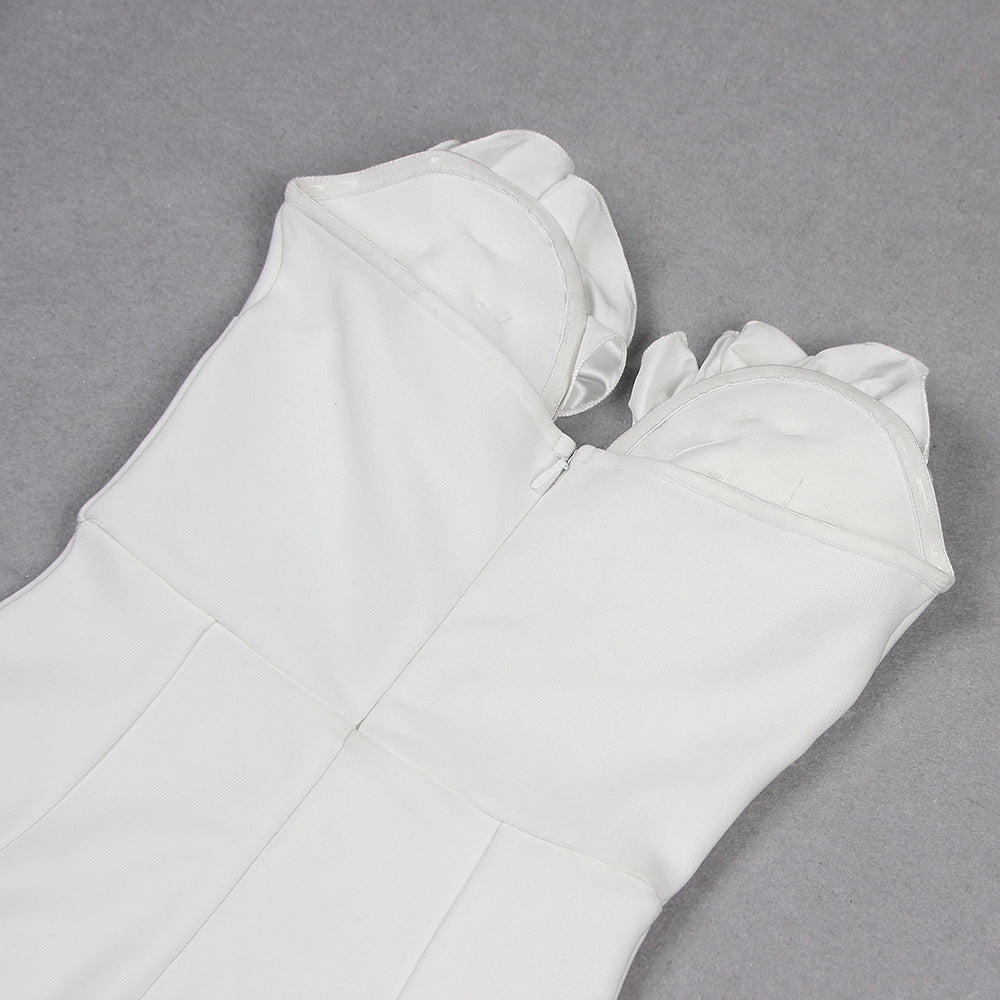 Women Flower Chain Strapless Dress 11