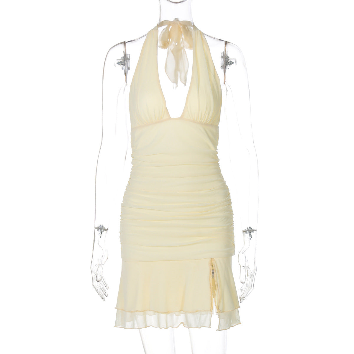 Women Summer Sexy Backless Lace-up Lace-up Slit Dress 8