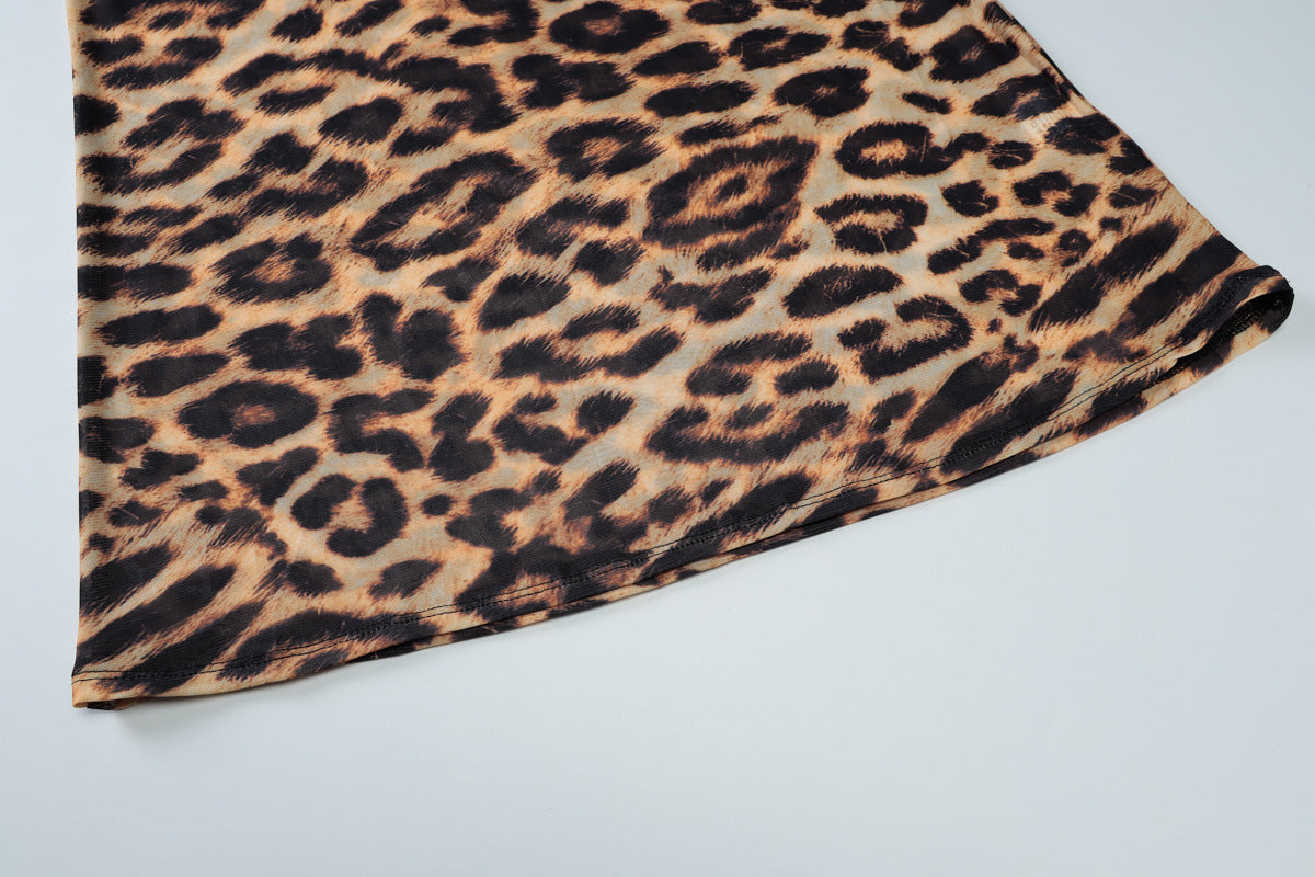 Women Summer Sexy Leopard Mesh See-Through Skirt 13
