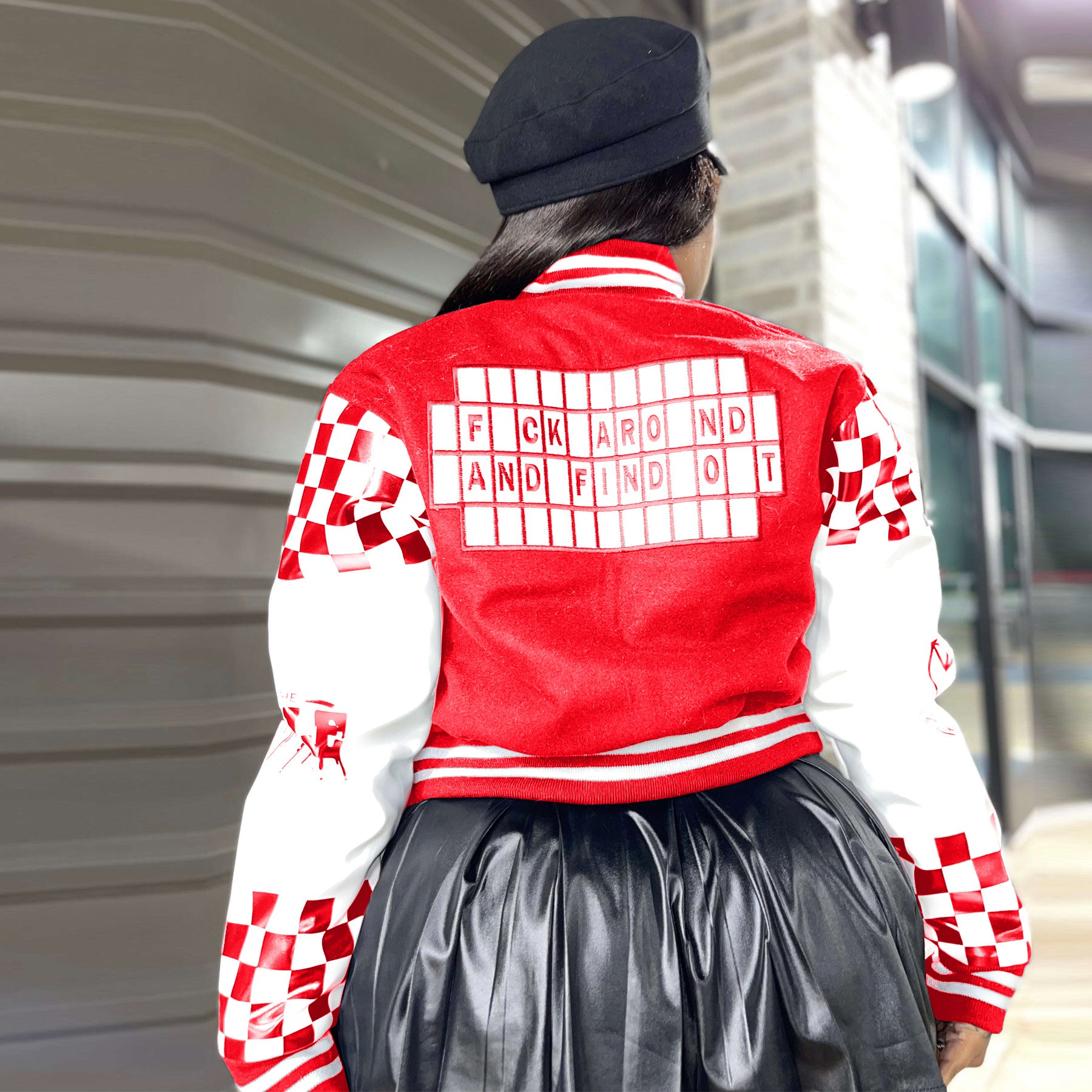 Autumn Winter Contrast Color Print Baseball Jacket 8