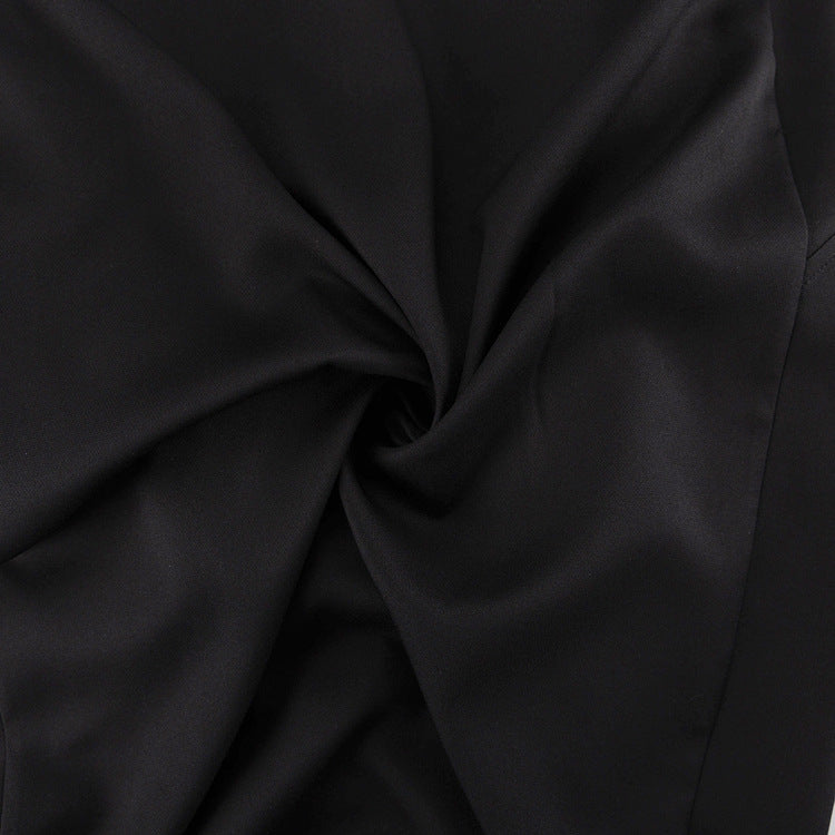 Women's Fashion Turndown Collar Zipper Long Sleeve Black Dress 17