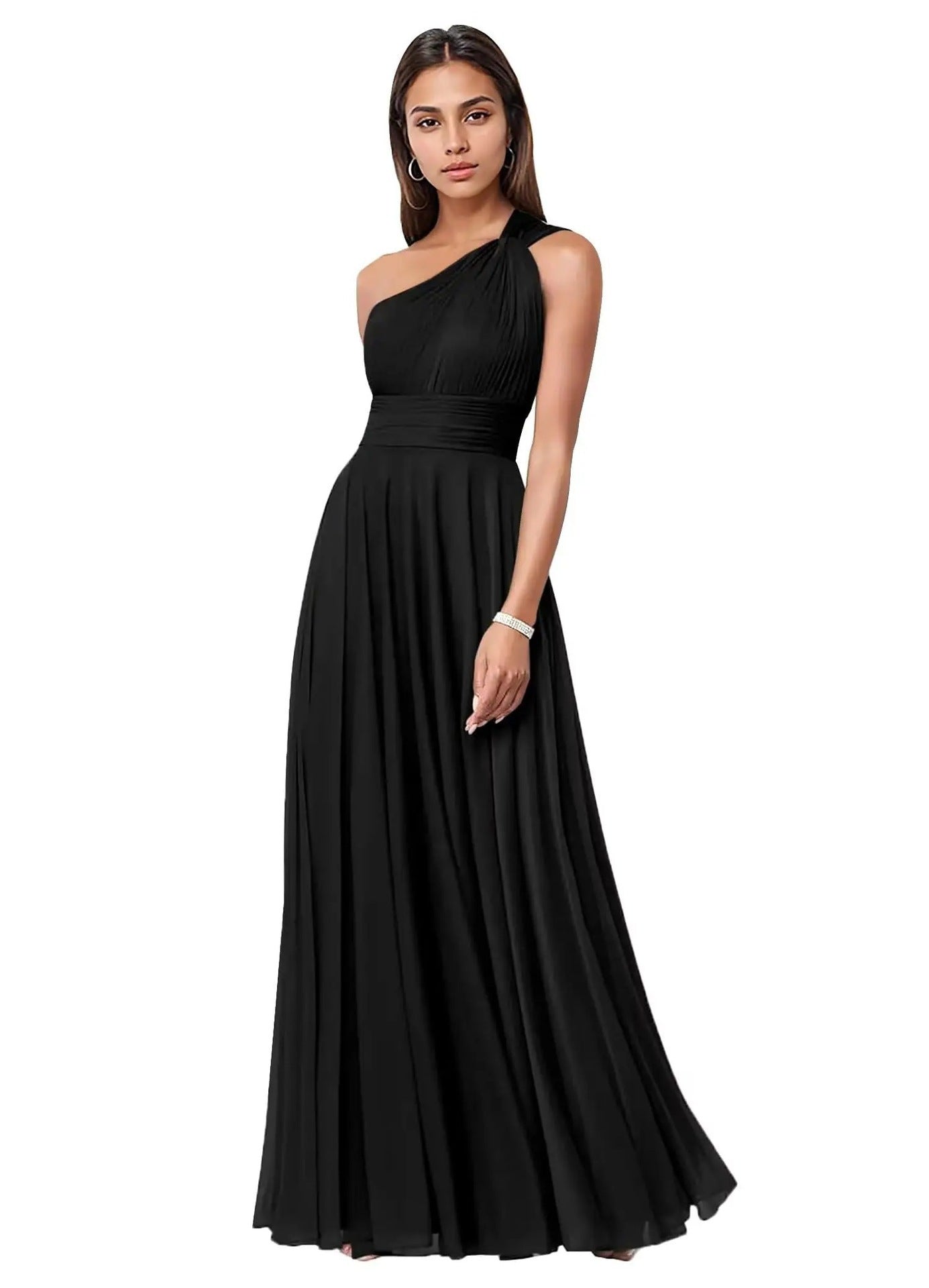 Evening Dress Long Slim Fit Bridesmaid Dress Wedding One-Shoulder Chiffon Ball Gown（Processing time need 3-6 days） 4