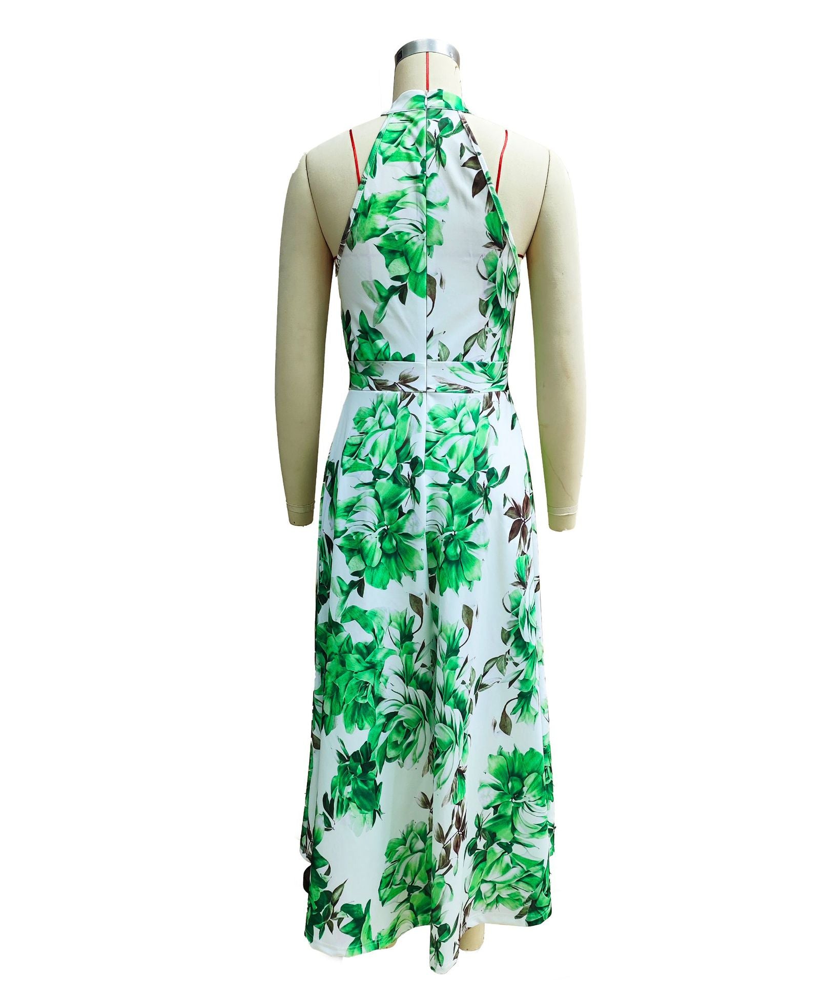 Women Holiday Halter Neck Printed Sleeveless Beach Dress 10