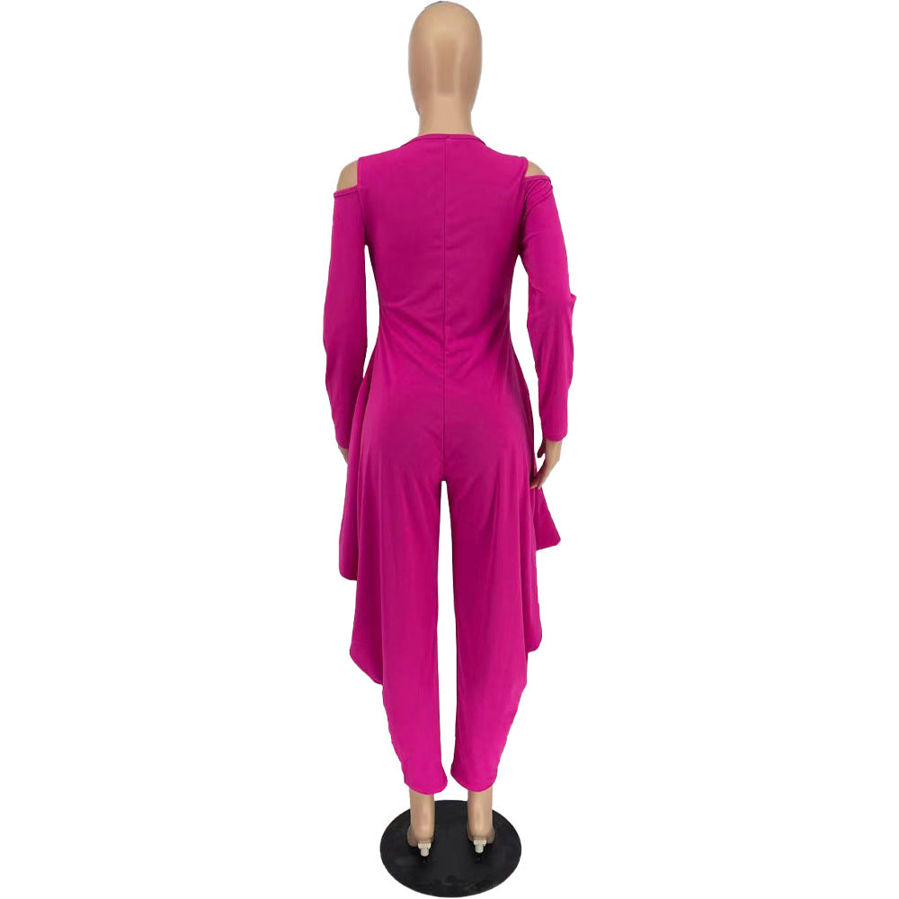 Women's Solid Color Cutout Long Sleeve Fashionable Loose Jumpsuit 33