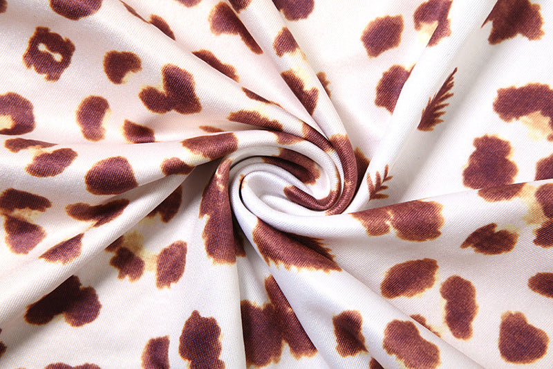 Women's Spring Sexy Lace Patchwork V-Neck Bodycon Leopard Dress 21