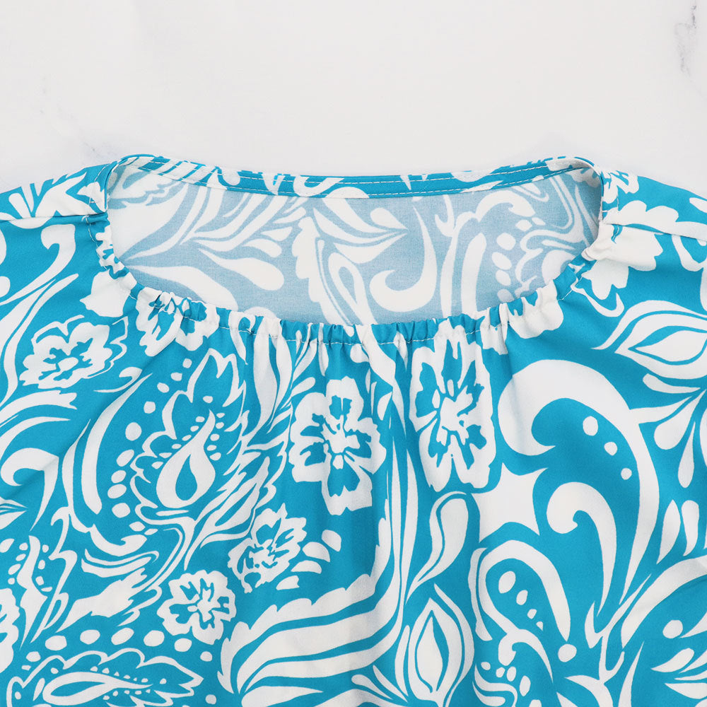 Women floral short-sleeved Top and Long Skirt two-piece set 7