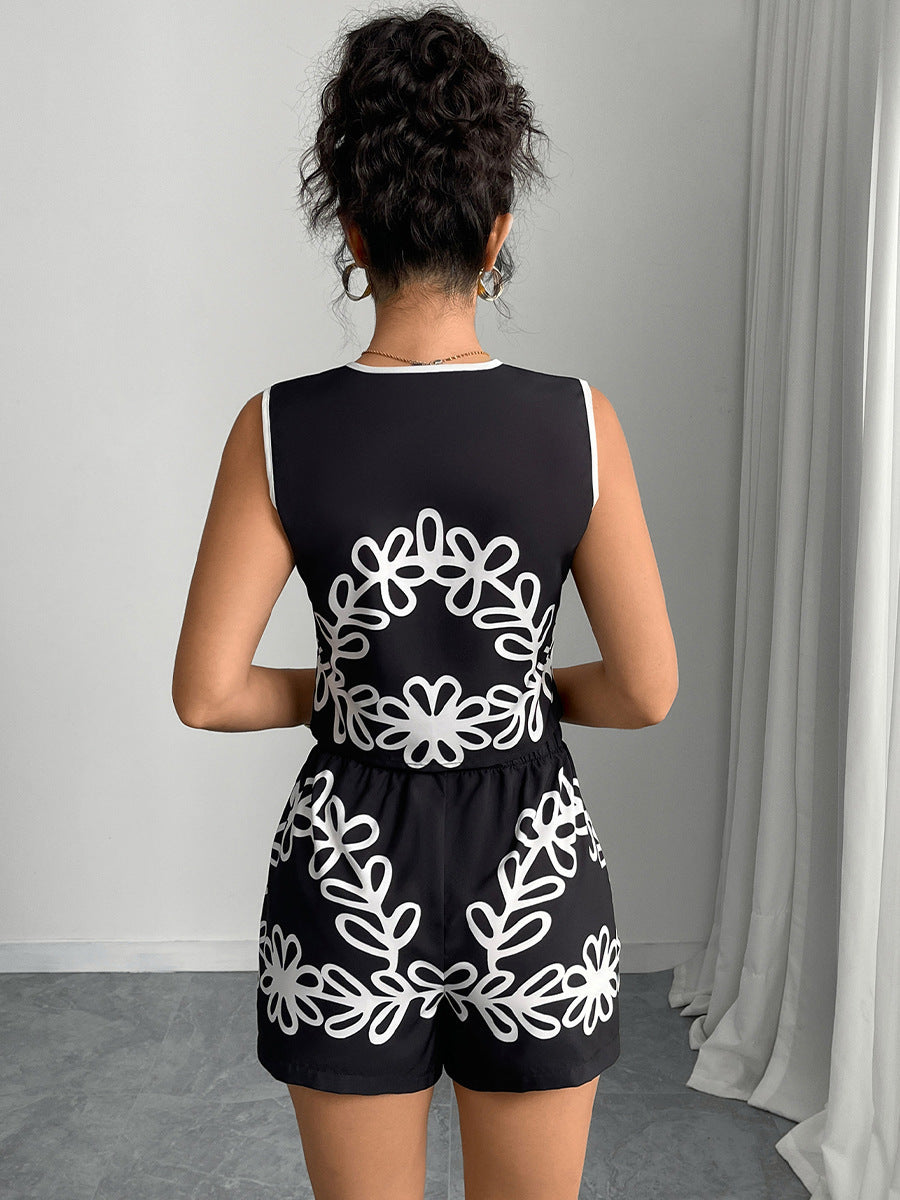 Chic Vest & Shorts Summer Holiday Two-Piece Set
