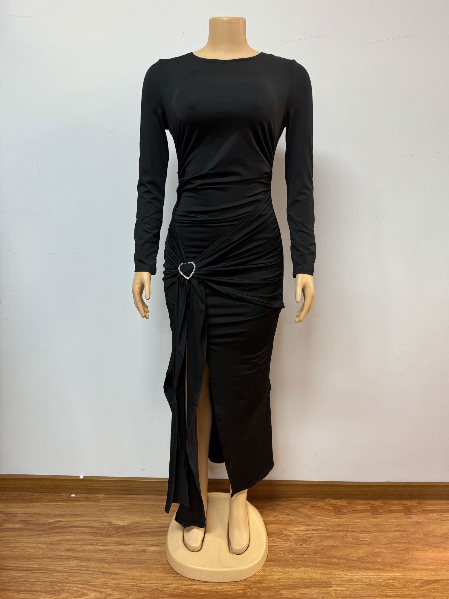 Women Elegant Solid Sexy Long-sleeved Bodycon Dress 7