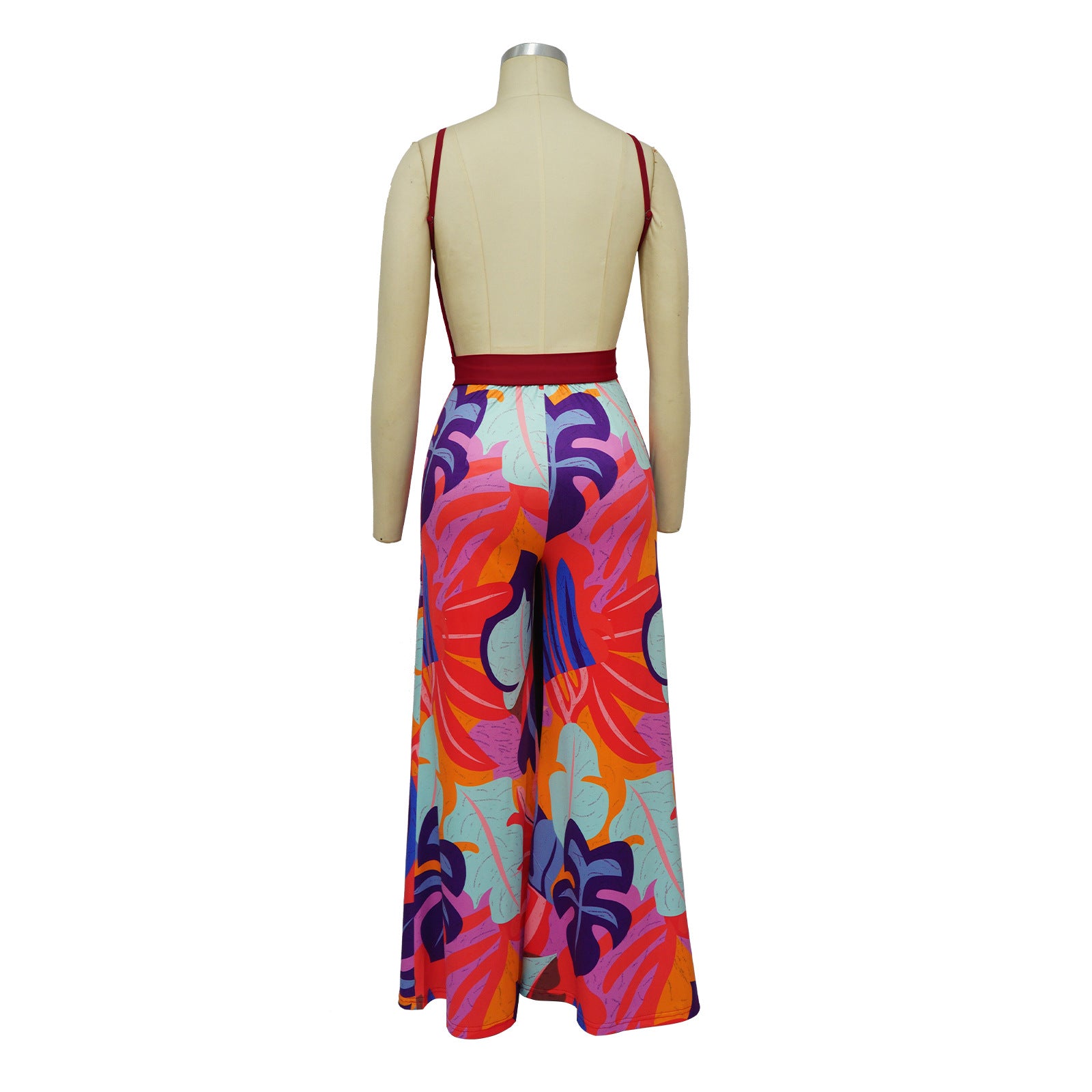 Women's Fashion Summer Sexy Low Back Deep V Straps Jumpsuit 16