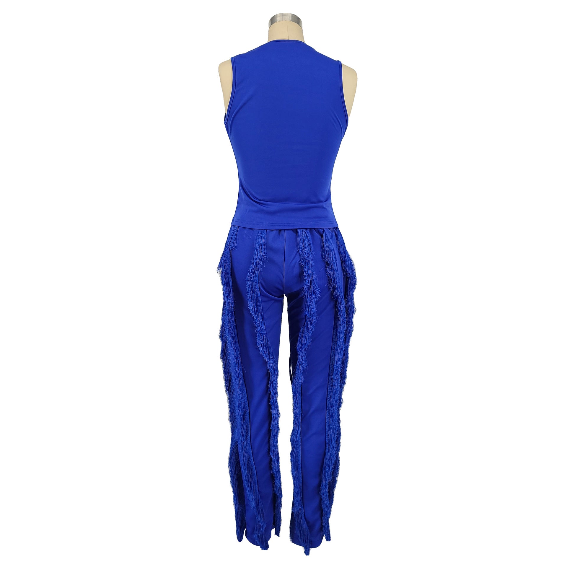Women's Two Piece Tassel Pants Sleeveless Casual Two Piece Set 20
