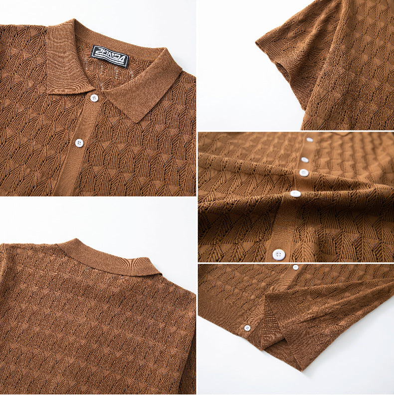 Men's Spring and summer knitting short-sleeved polo top 15