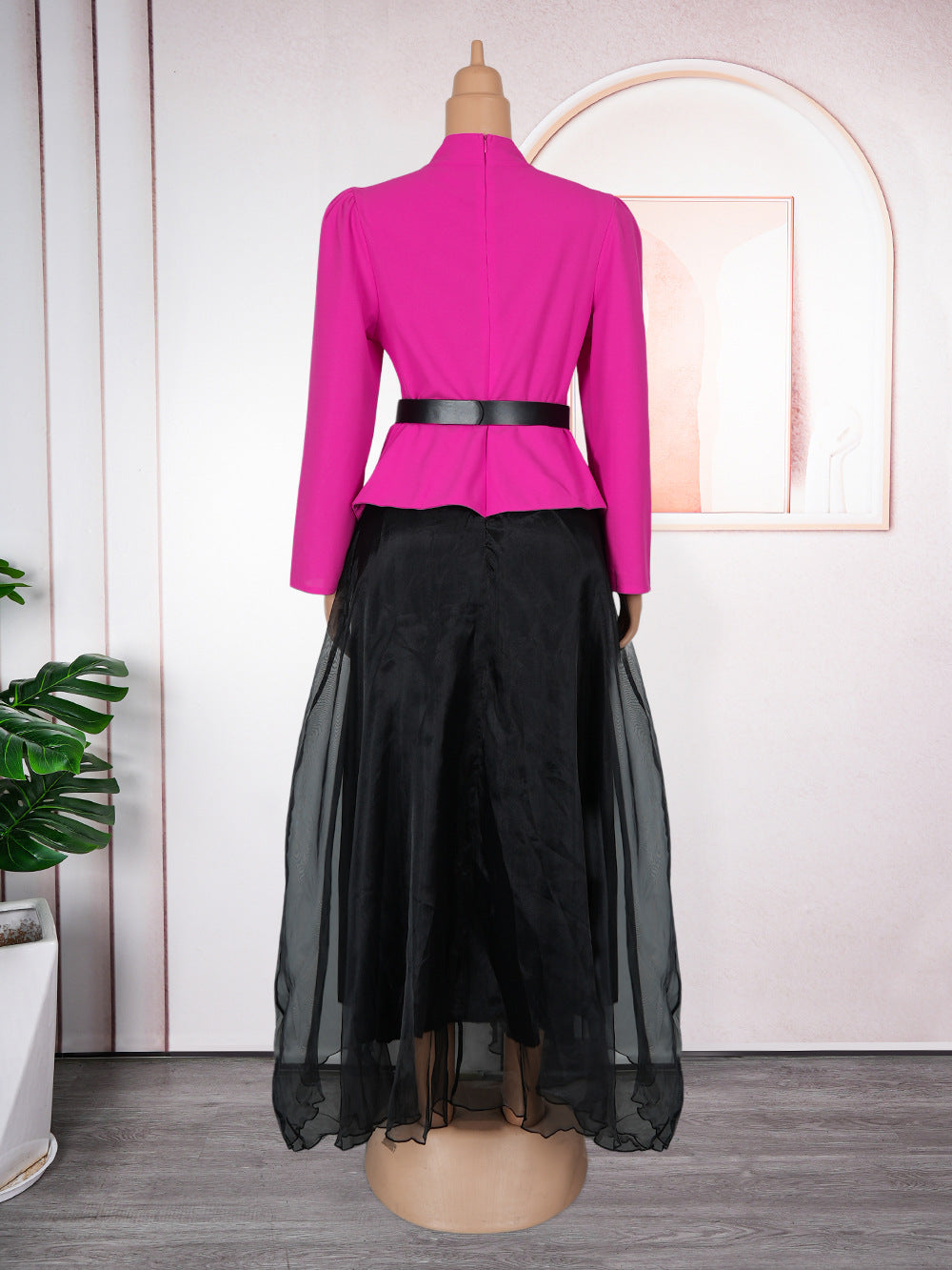 Women long-sleeved button fake two-piece Beaded dress 16