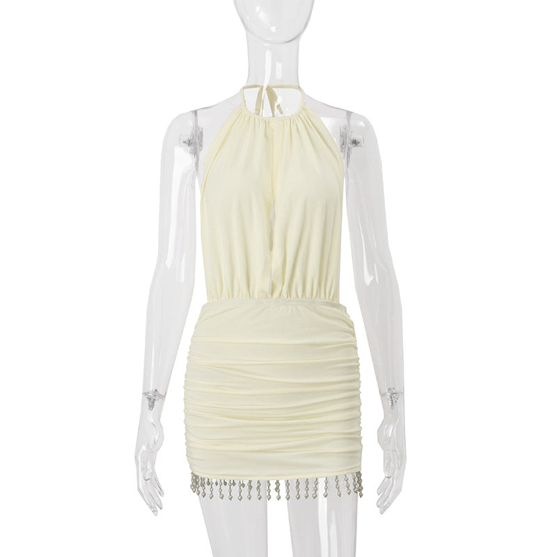 Women Sexy Summer Backless Solid Bodycon Dress 12