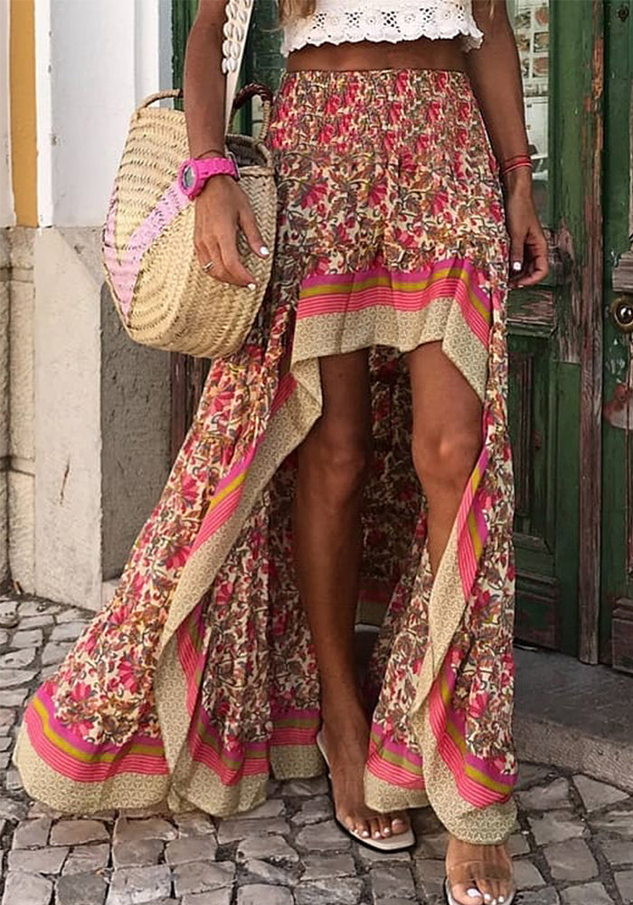 Women printed irregular skirt