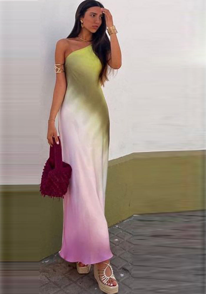 summer women's tie-dye asymmetric dress 3