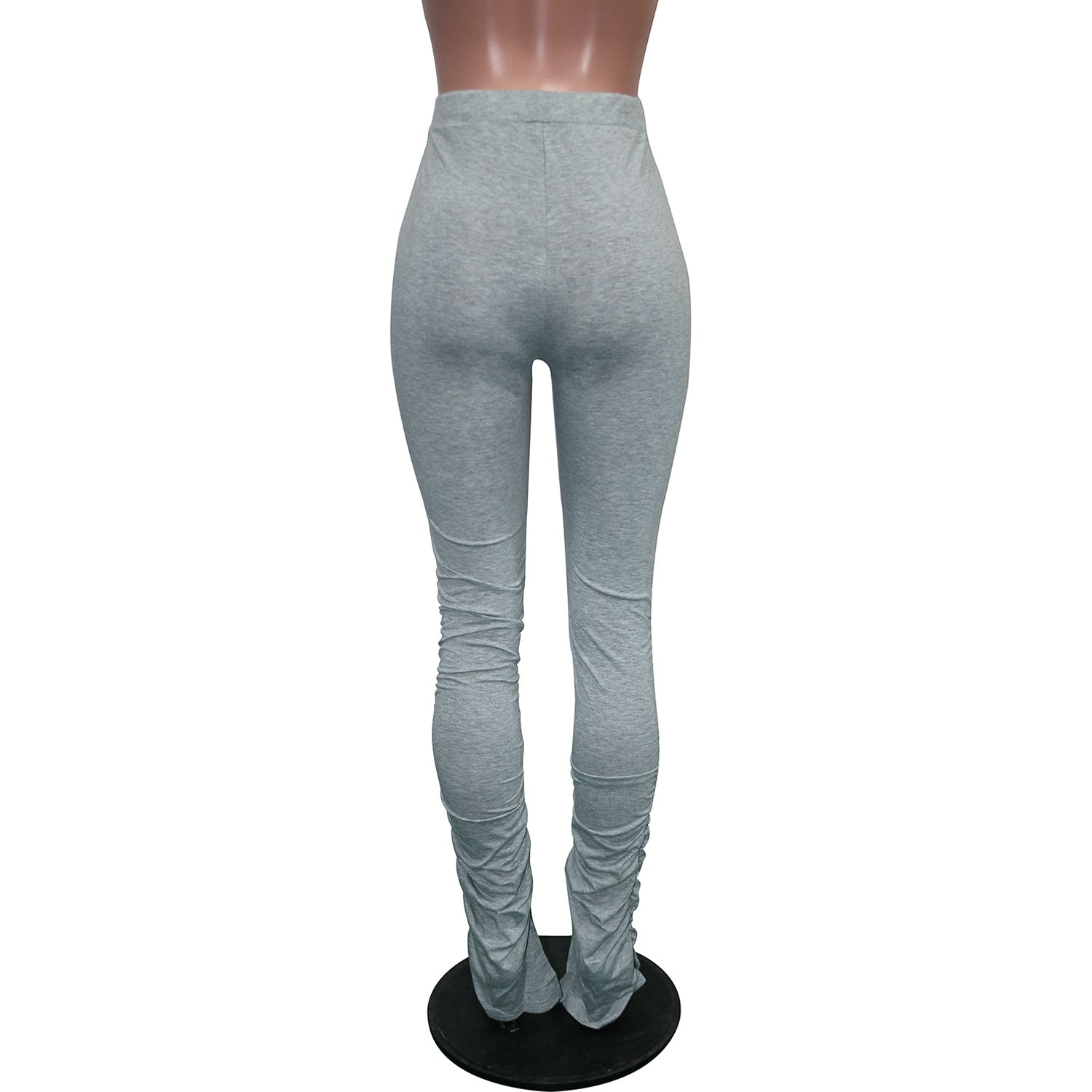 Women Casual Solid pleated slit Stacked Pants