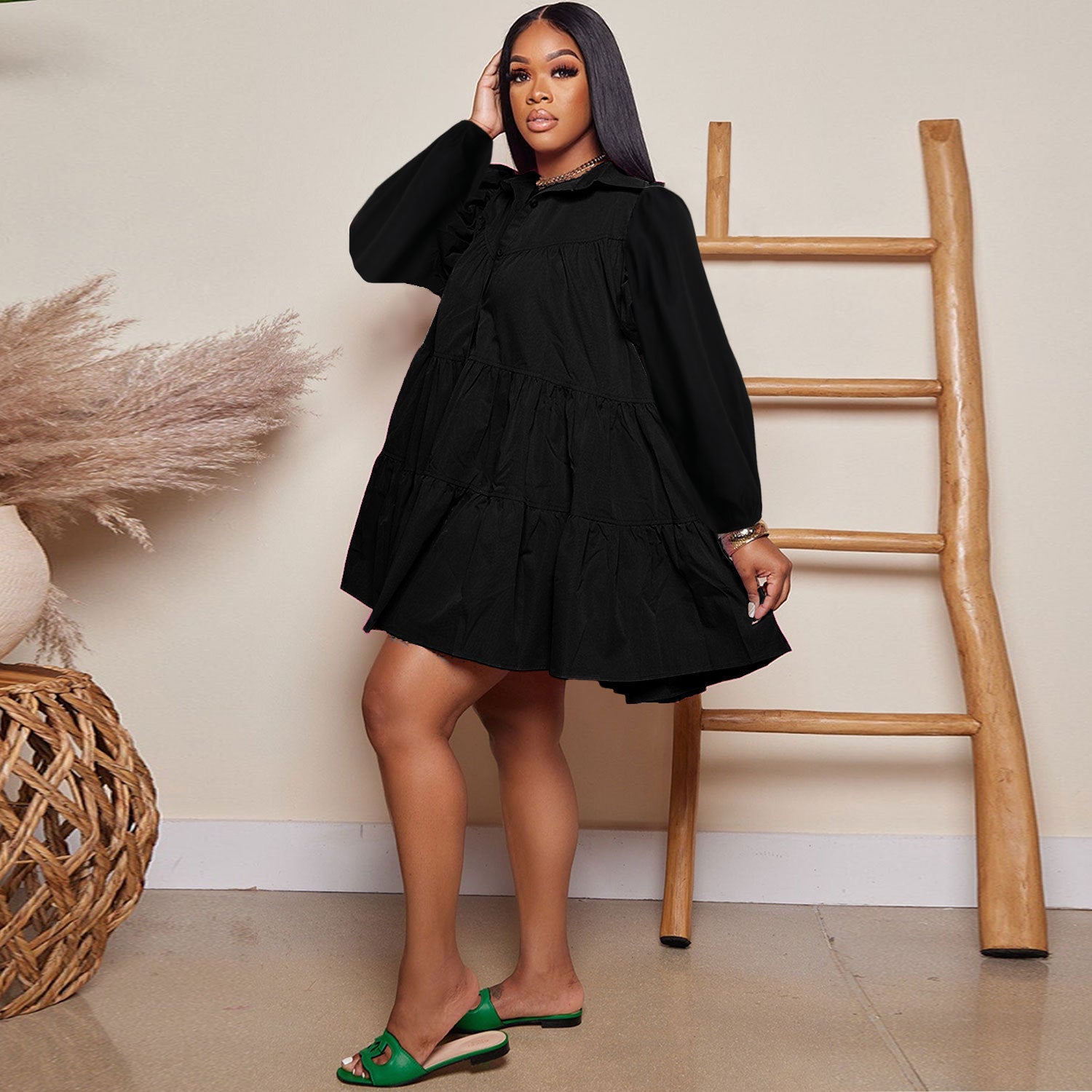 Women Casual Loose Long Sleeve Dress 3