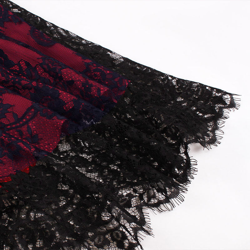 Women's Purple Strap Lace-Up Gothic Lace A-Line Dress 20