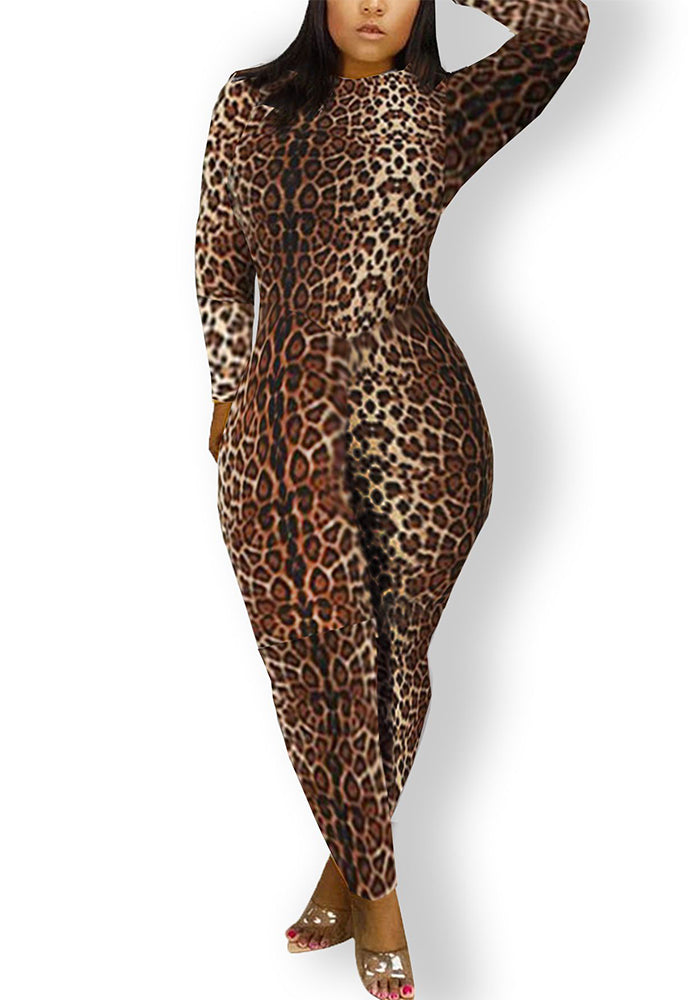 Autumn Winter Fashion Sexy Gradient Printed Slim Long Sleeve Jumpsuit