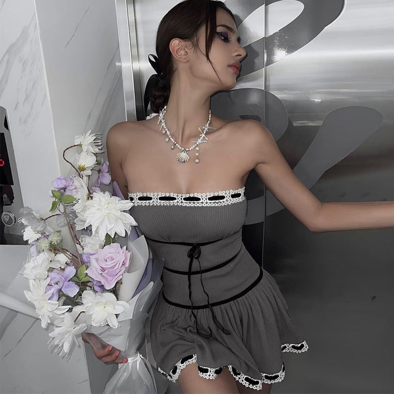 Women's Fall Sexy Strapless Slim Waist Slim Fit Dress