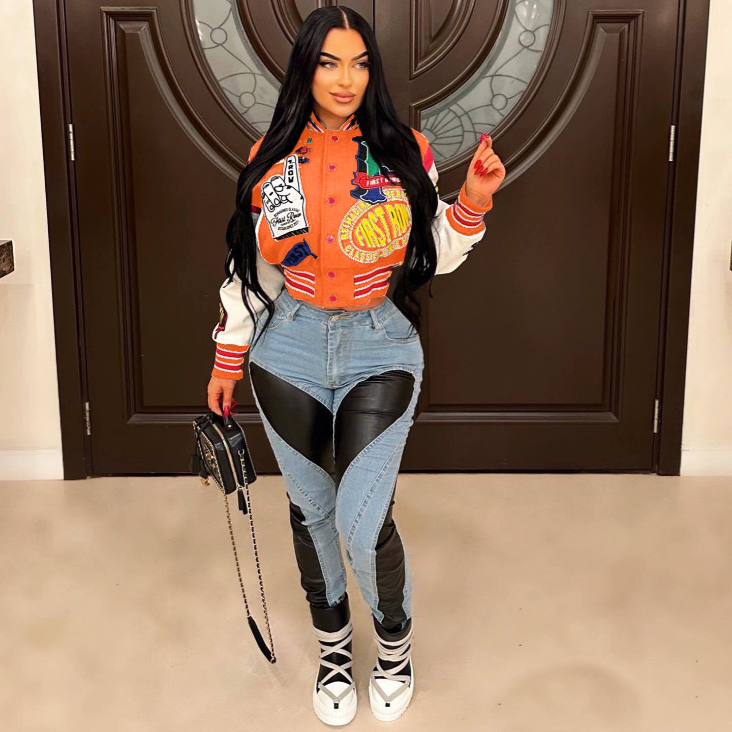 Women Print Baseball Jacket 7