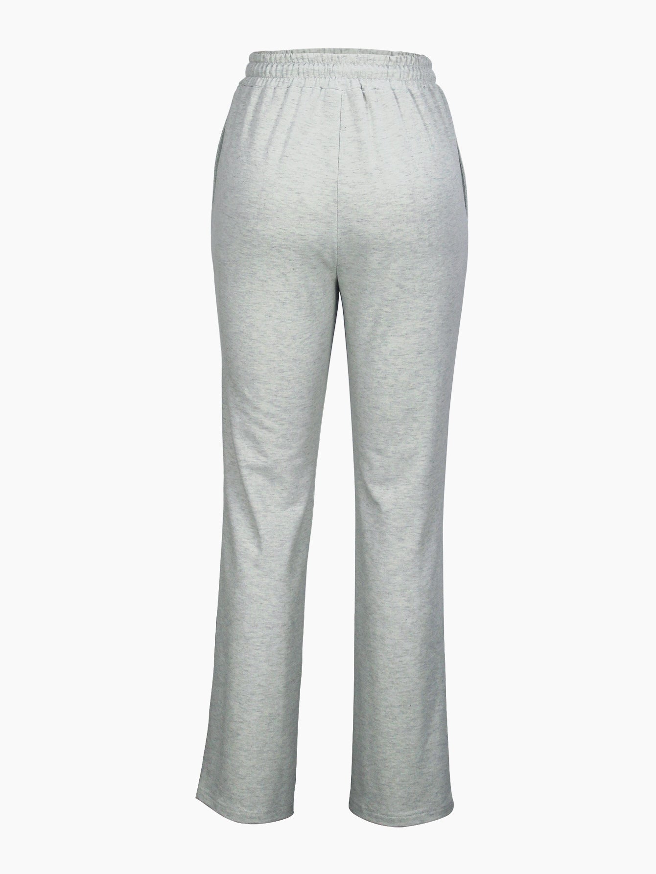 Women Striped Gray Drawstring Wide Leg Pants 3