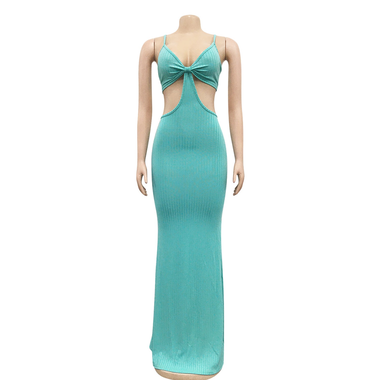 Sexy Knitted Strap Solid Color Dress for Women 25