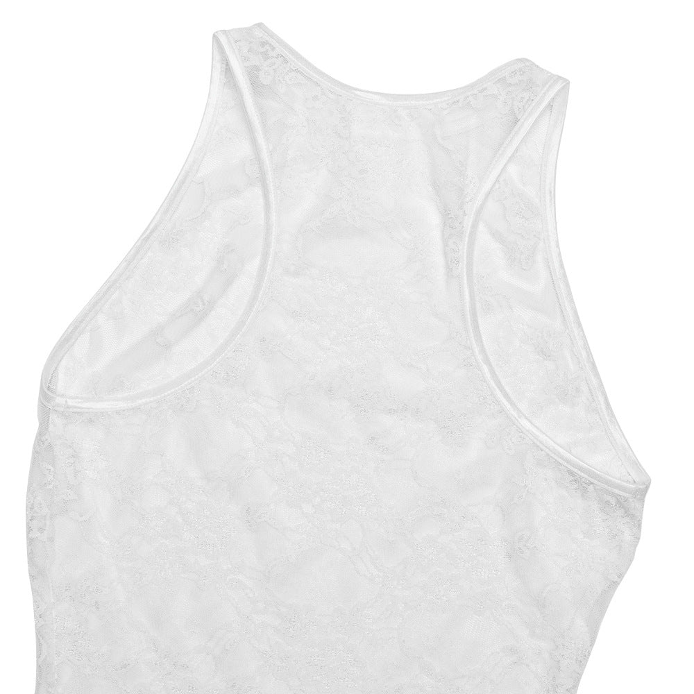 Women Summer Lace Irregular See-Through Sexy Slit Dress 16