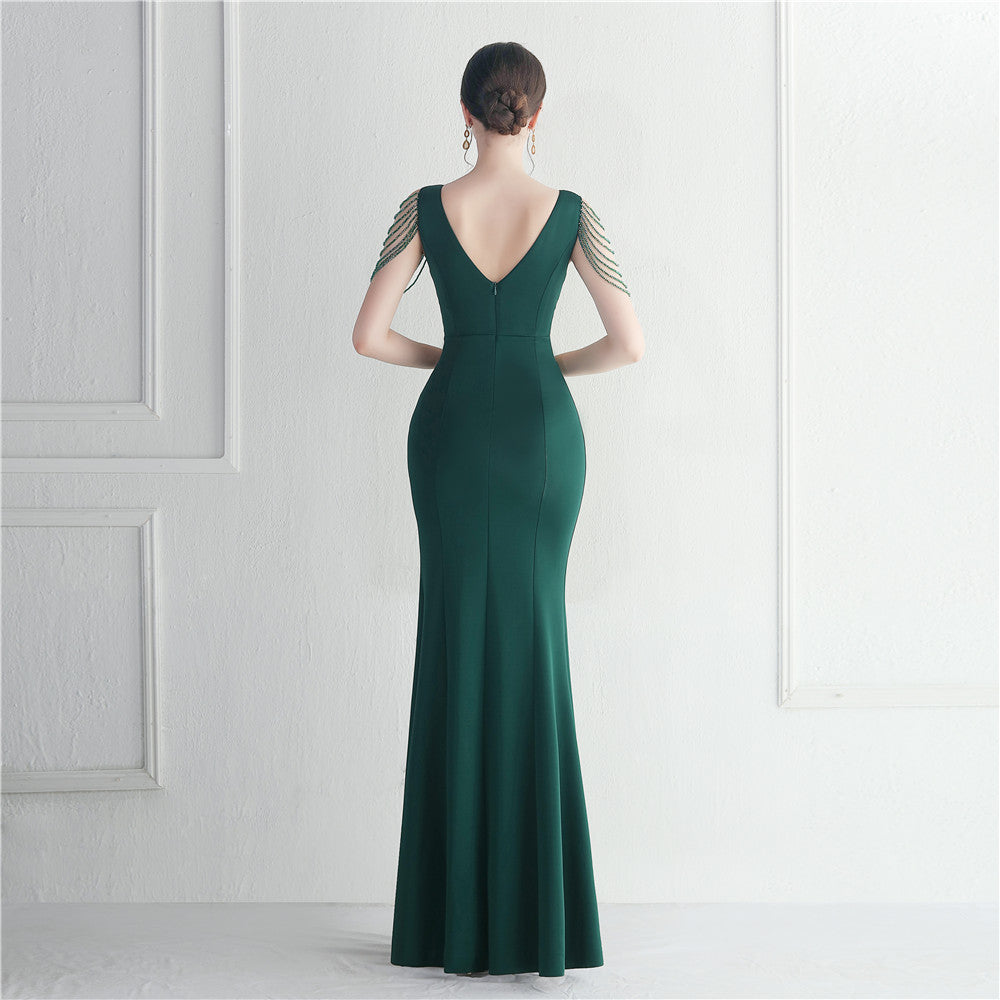 Gown Beaded Beaded Officiant Wedding Long Evening Dress 9