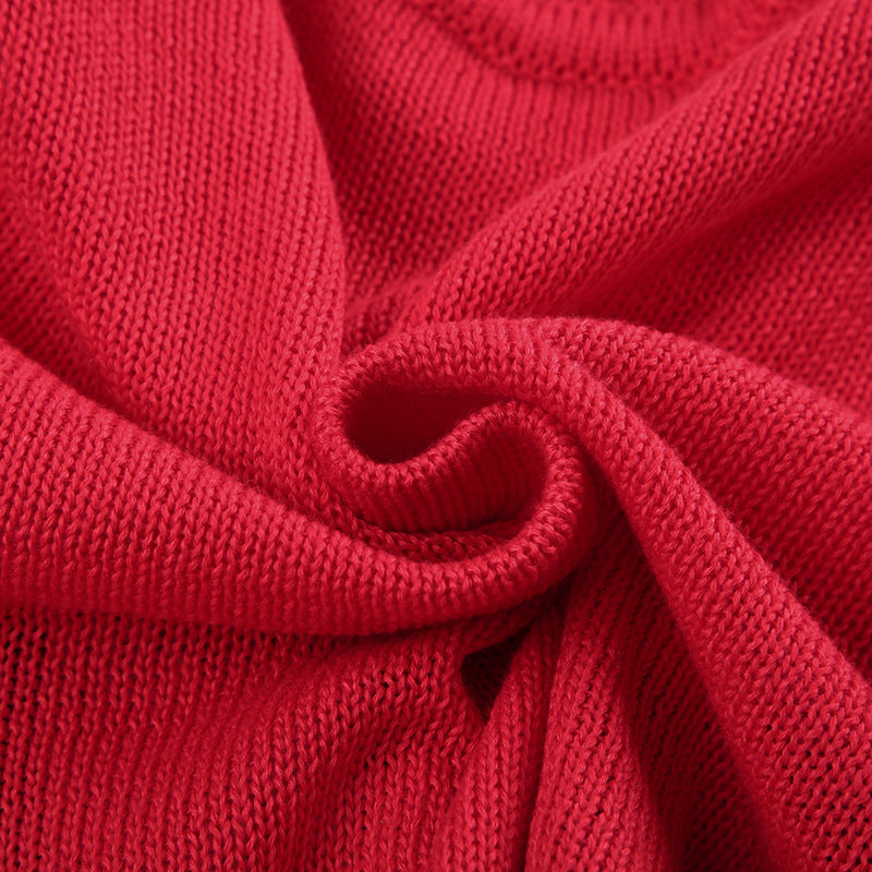 Women Patchwork Contrast Letter Half-High Neck Long Sleeve Crop Sweater 15