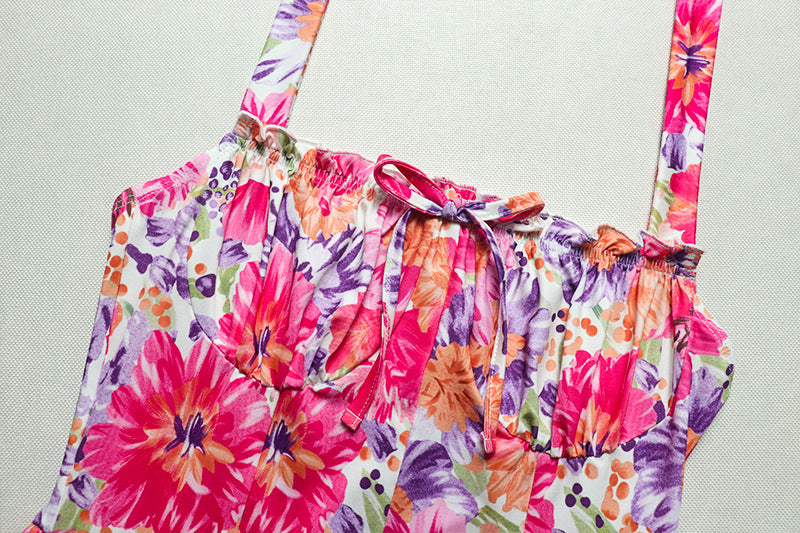 Women Printed Painted Sexy Backless Halter Neck Off Shoulder Dress 10