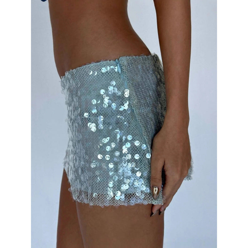 solid color Sequined sexy short skirt for women 6
