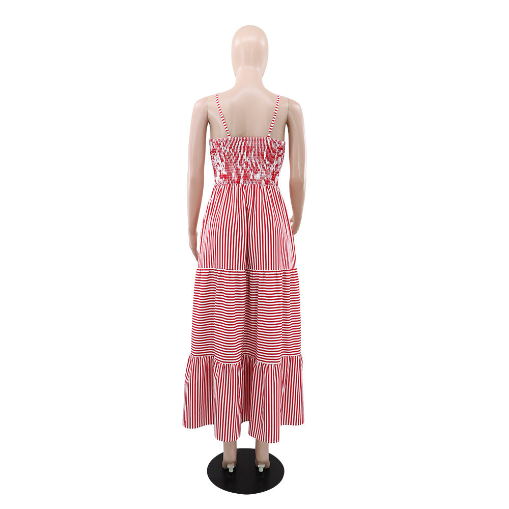 Women's Striped Strap Casual Midi Dress 5