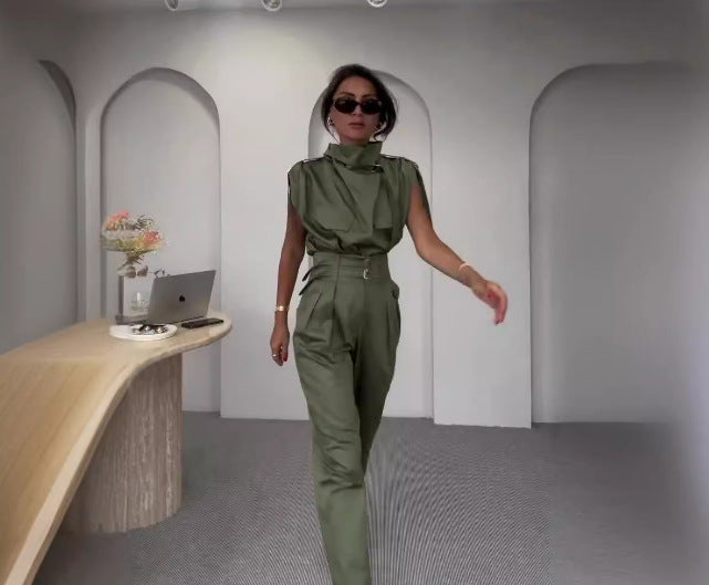 Women Summer Style Top and Belt Pant Two-Piece Set 13