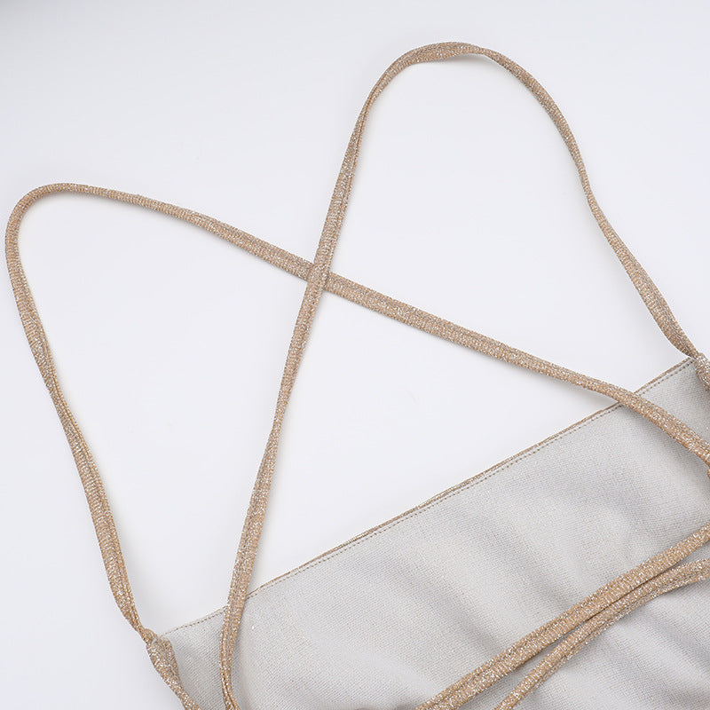 Spring Sexy strap Low Back Lace-Up Women long Dress 13